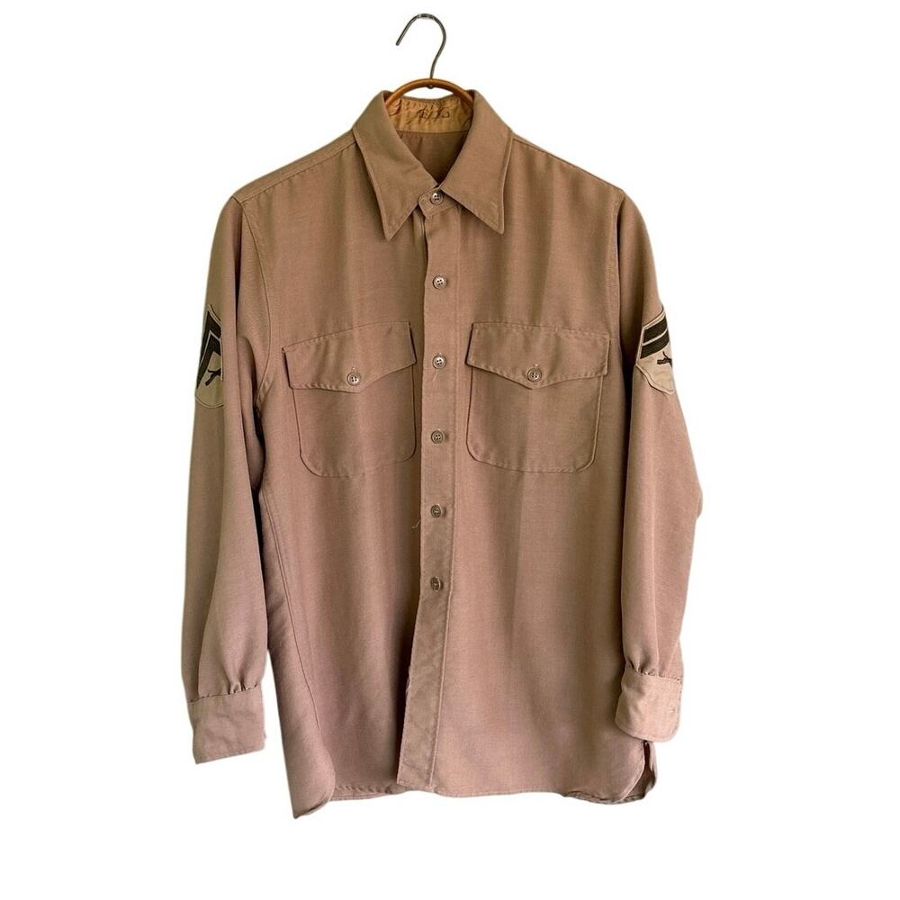 1956 USMC Tropical Rayon Mohair Nylon Vintage Uniform Shirt 16-33 Corporal
